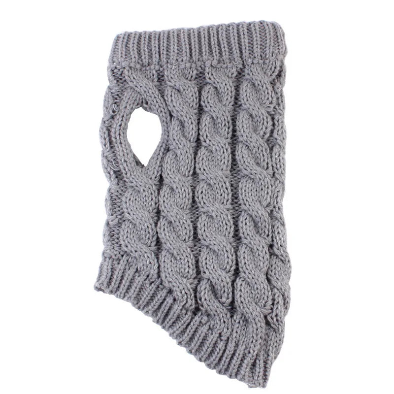 Solid Cable Knit Twist Dog Sweater – Autumn & Winter