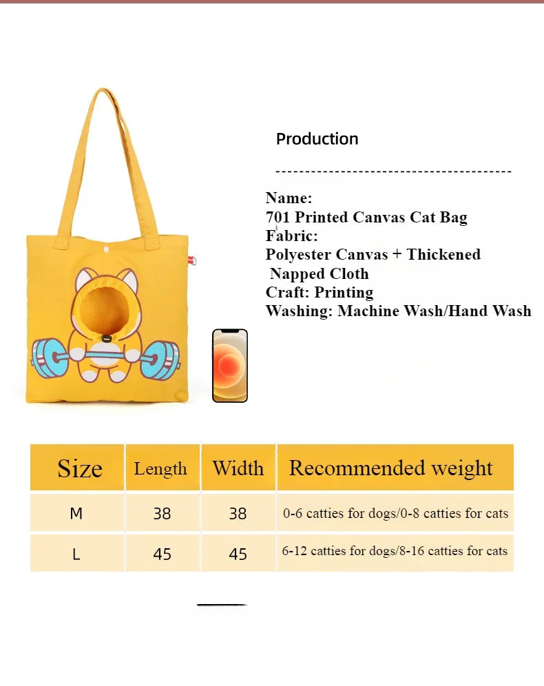 Cotton Pet Carrier Shoulder Bag for Small Dogs & Cats