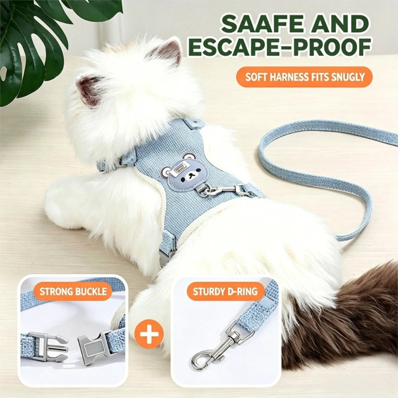 Adjustable Cat/Dog Harness Breathable Leash Convenient Pet Vest For Small Dogs Or Cats