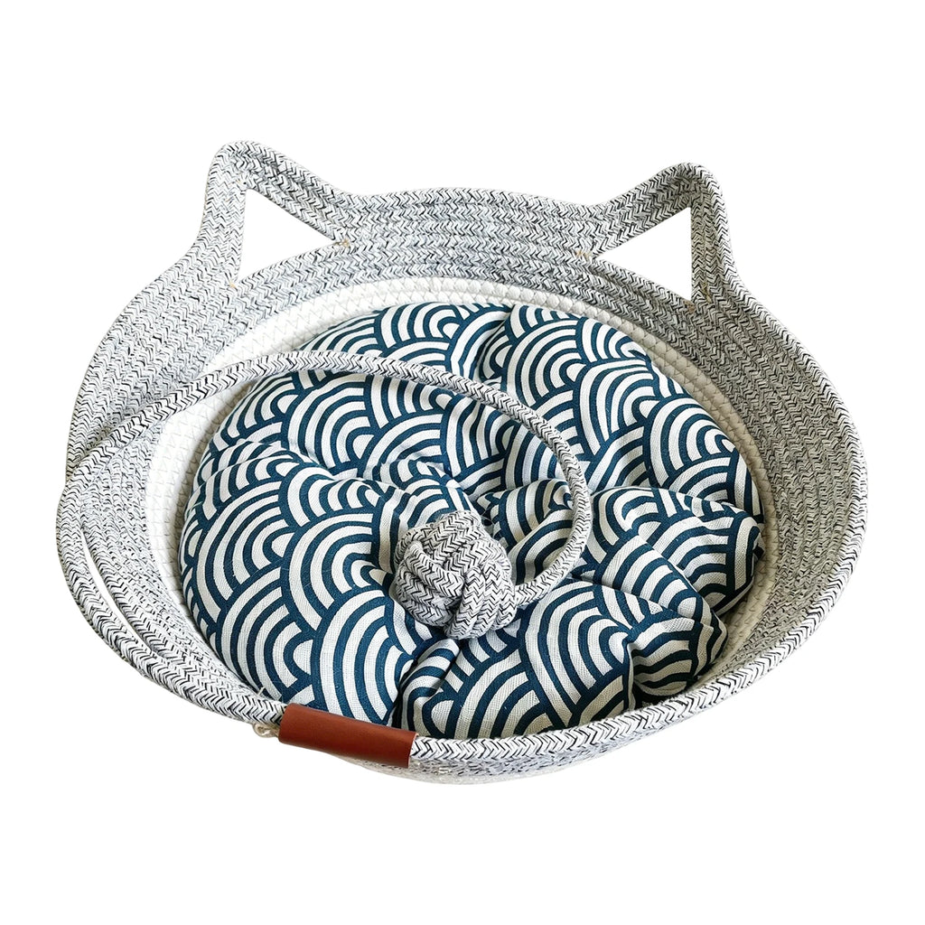 Round Hand Woven Wear-resistant Cat Bed