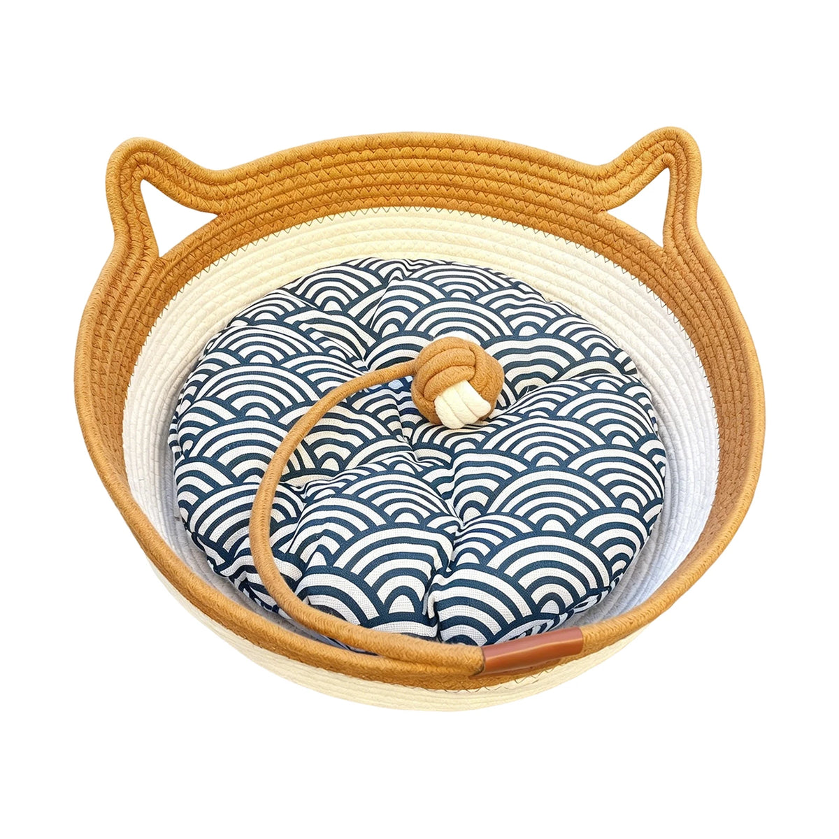 Round Hand Woven Wear-resistant Cat Bed