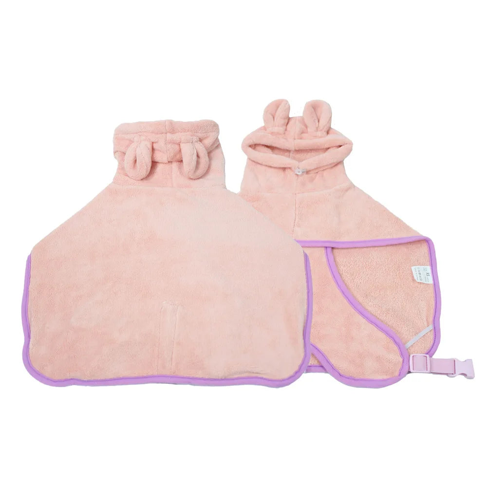 Super Absorbent Hooded Pet Bathrobe for Dogs & Cats