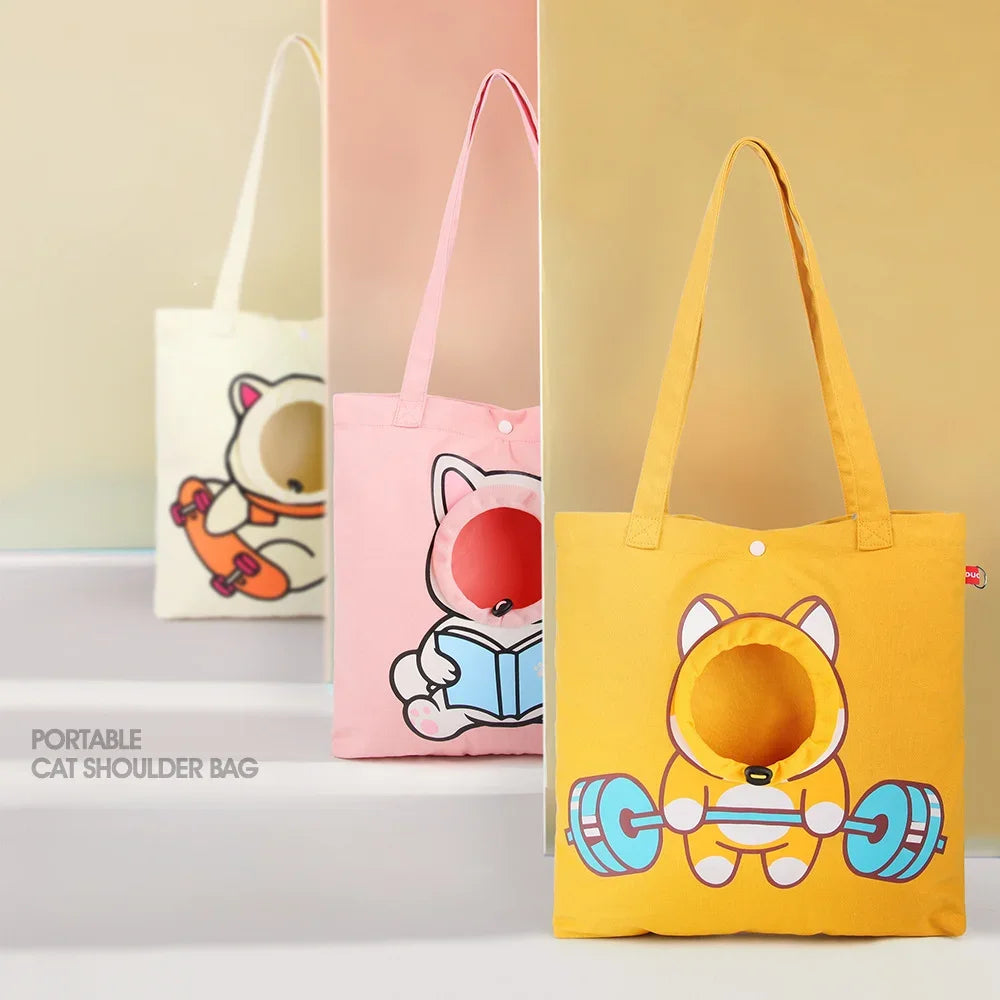 Cotton Pet Carrier Shoulder Bag for Small Dogs & Cats