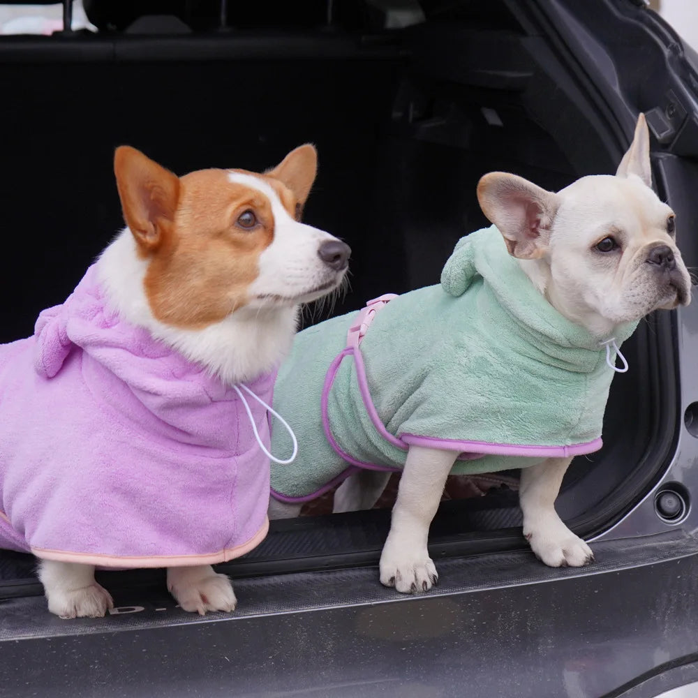 Super Absorbent Hooded Pet Bathrobe for Dogs & Cats