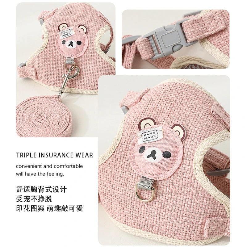 Adjustable Cat/Dog Harness Breathable Leash Convenient Pet Vest For Small Dogs Or Cats