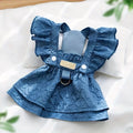 Denim Ruffled Sleeveless Dog Dress with Harness D-Ring