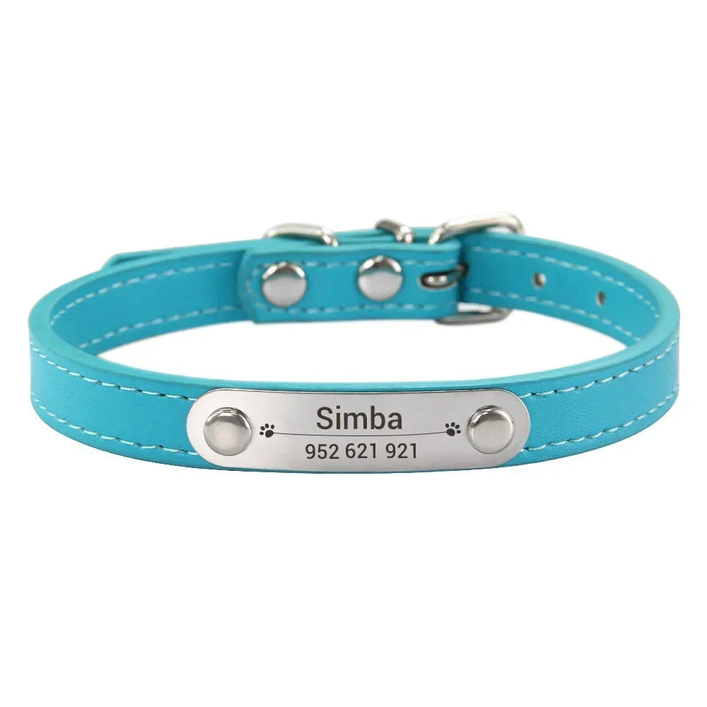 Personalized Leather ID Collar For Dogs & Cats