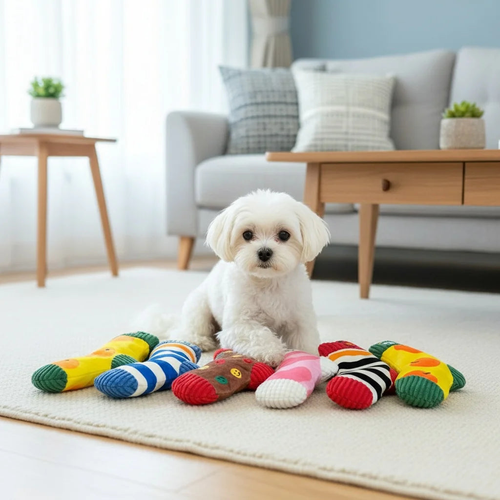 Silly Socks – Plush Cartoon Chew Toys for Dogs