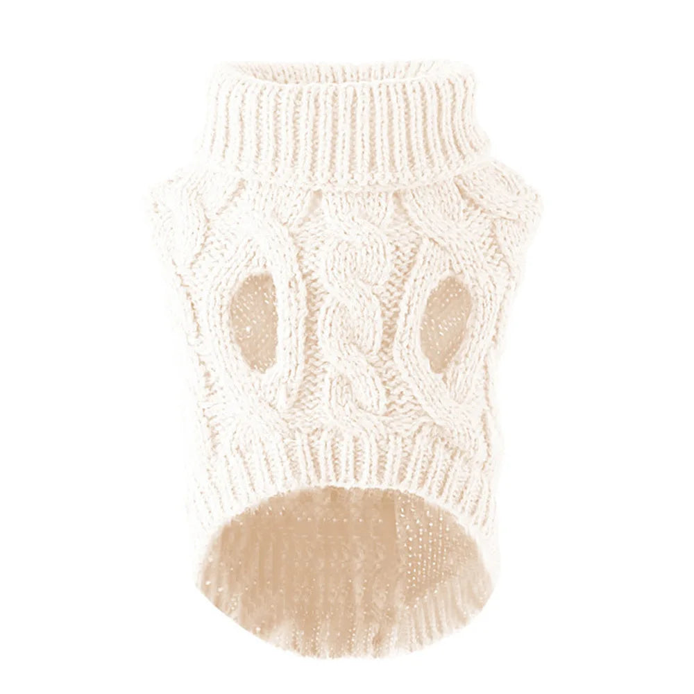 Solid Cable Knit Twist Dog Sweater – Autumn & Winter