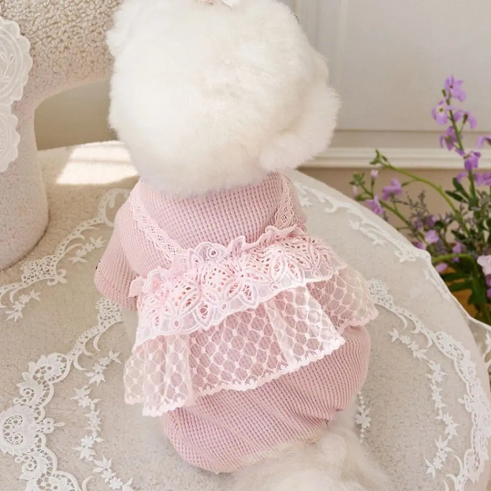 Waffle Lace Camisole Pet Jumpsuit