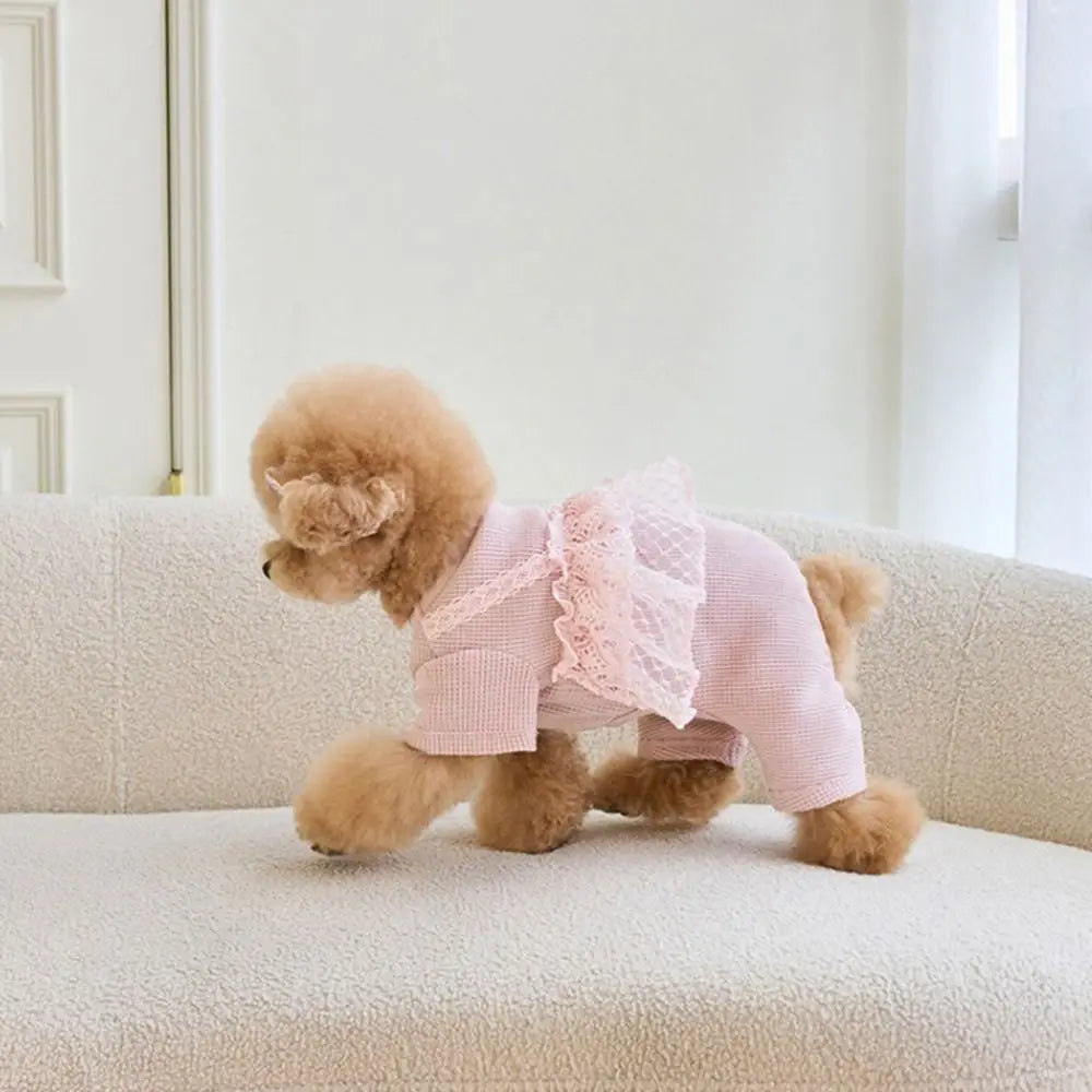 Waffle Lace Camisole Pet Jumpsuit