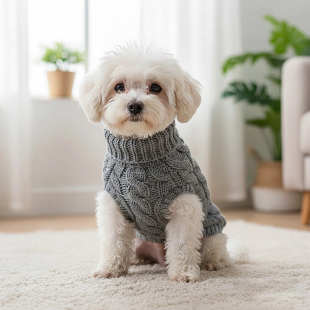 Cable Knit Striped Dog Sweater – All-Season Pet Knitwear