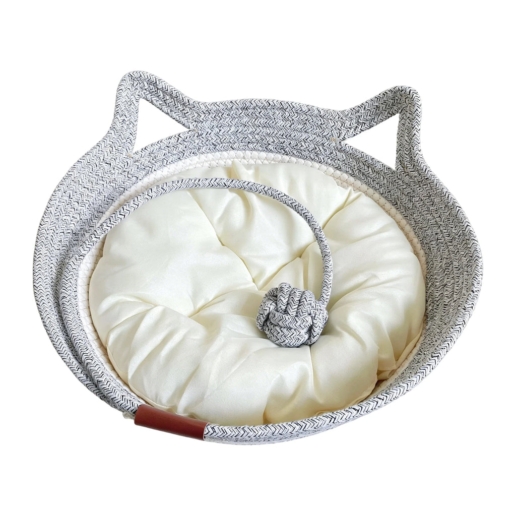 Round Hand Woven Wear-resistant Cat Bed