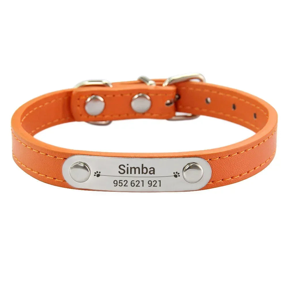 Personalized Leather ID Collar For Dogs & Cats
