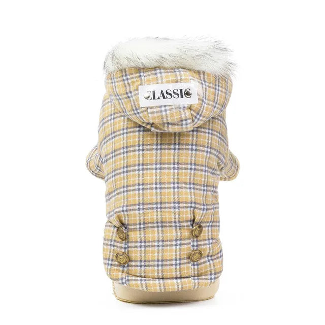 Cotton Winter Dog Coat – Star & Grid Patterns