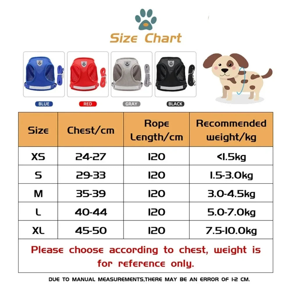 Adjustable Reflective Mesh Vest Harness & Leash Set for Cats & Small Dogs