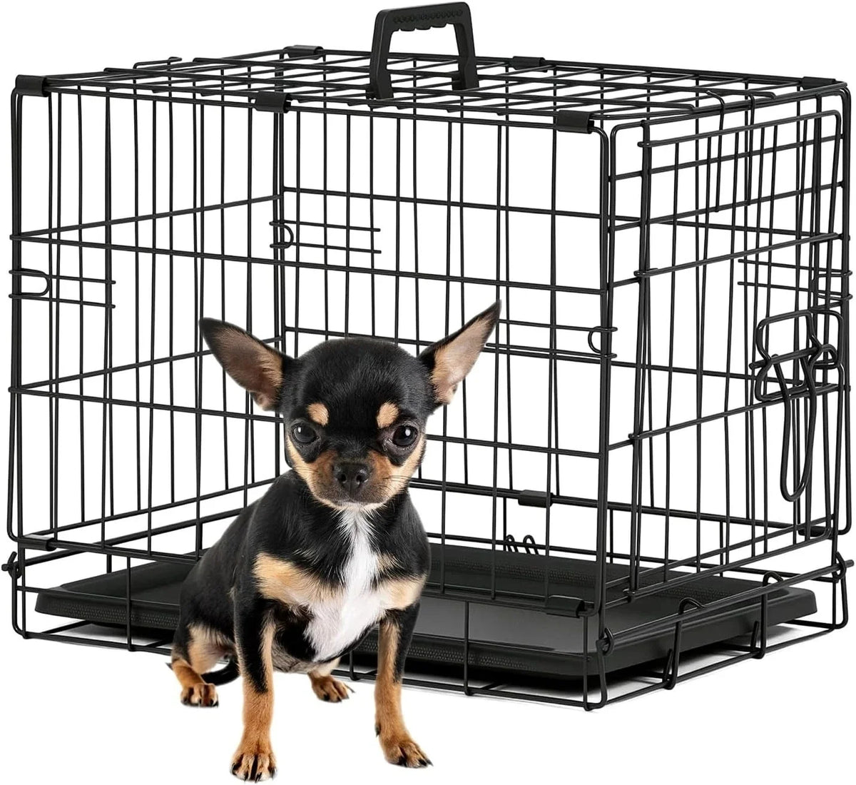Collapsible Dog Kennel | Foldable Metal Crate with 2 Doors