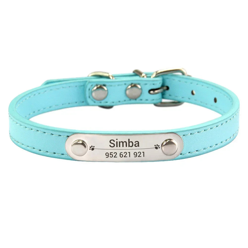 Personalized Leather ID Collar For Dogs & Cats