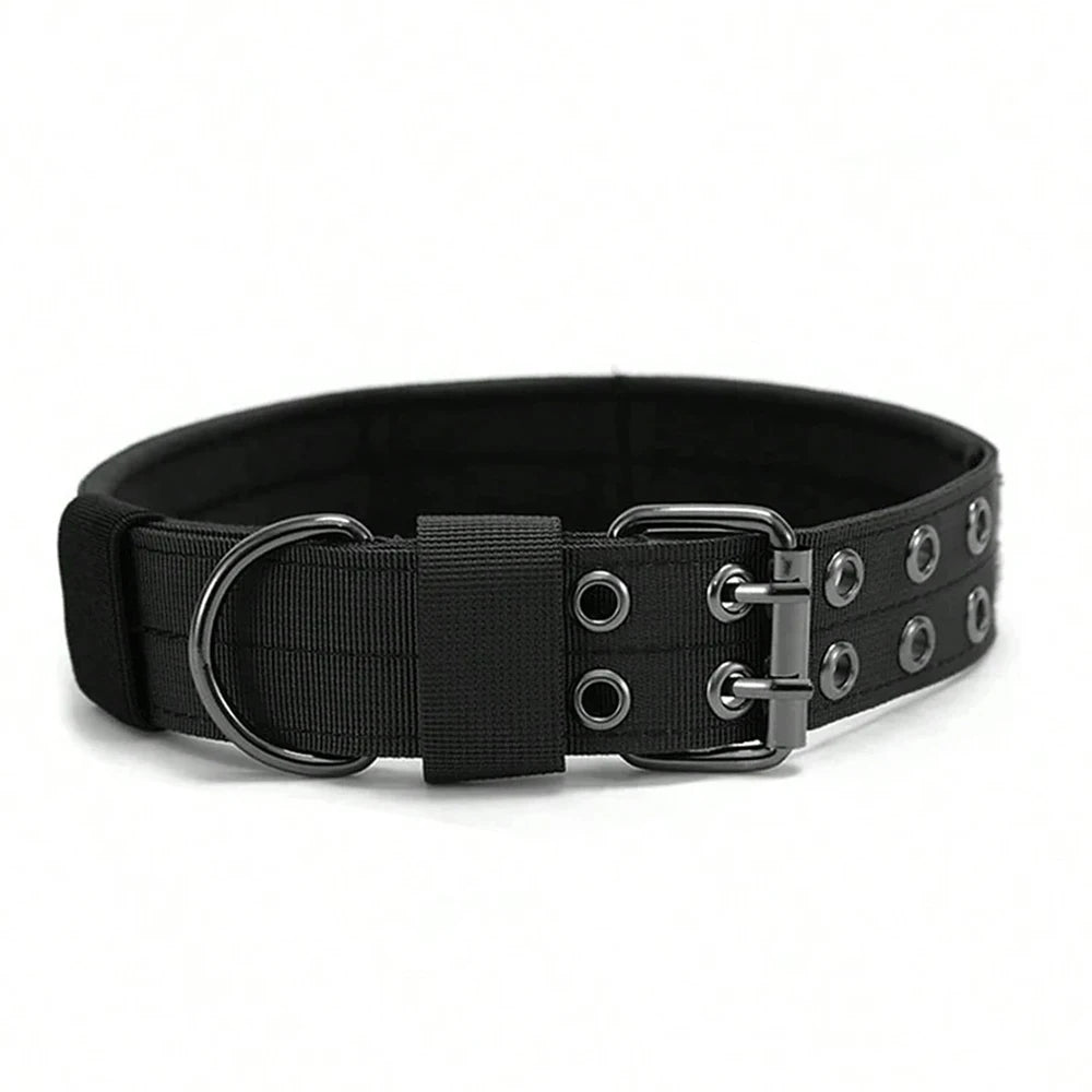 Military Tactical Dog Collar with Metal Buckle & ID Panel