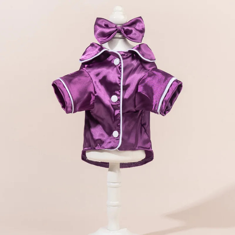 Dog Pajamas Set with Bow Headband