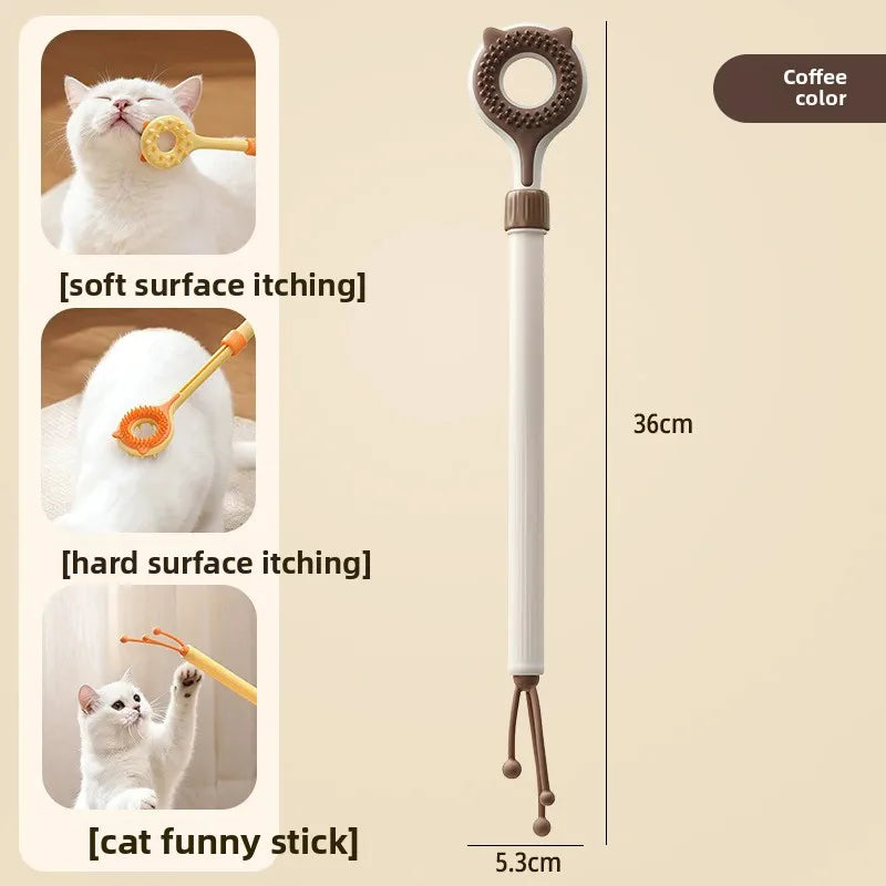 2-in-1 Retractable Cat Teaser & Massaging Toy