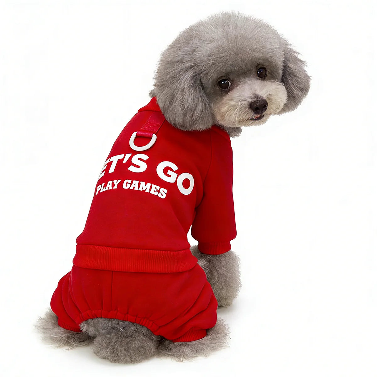 Warm Four-Legged Dog Pajamas with Leash D-Ring