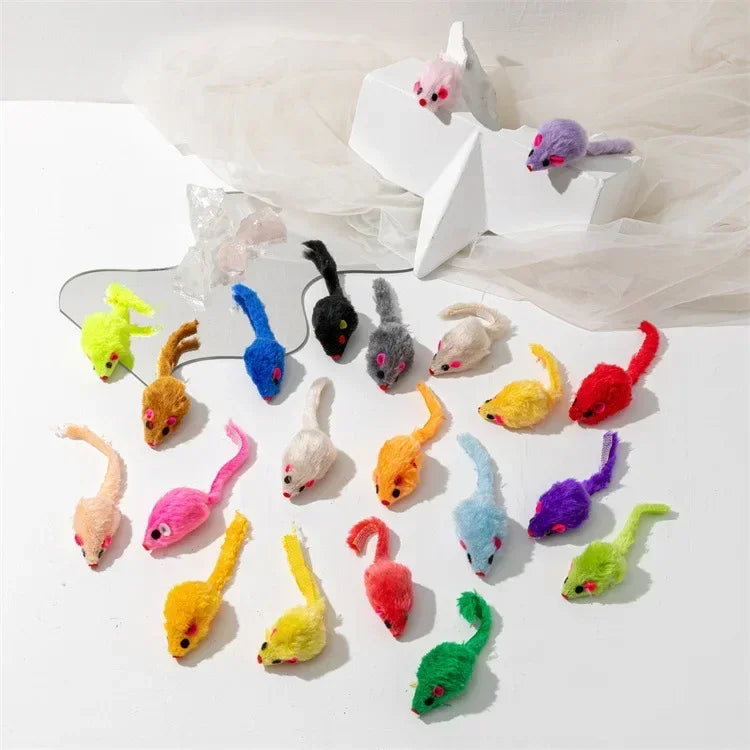 Bulk Cat Mouse Toys with Catnip & Feathers