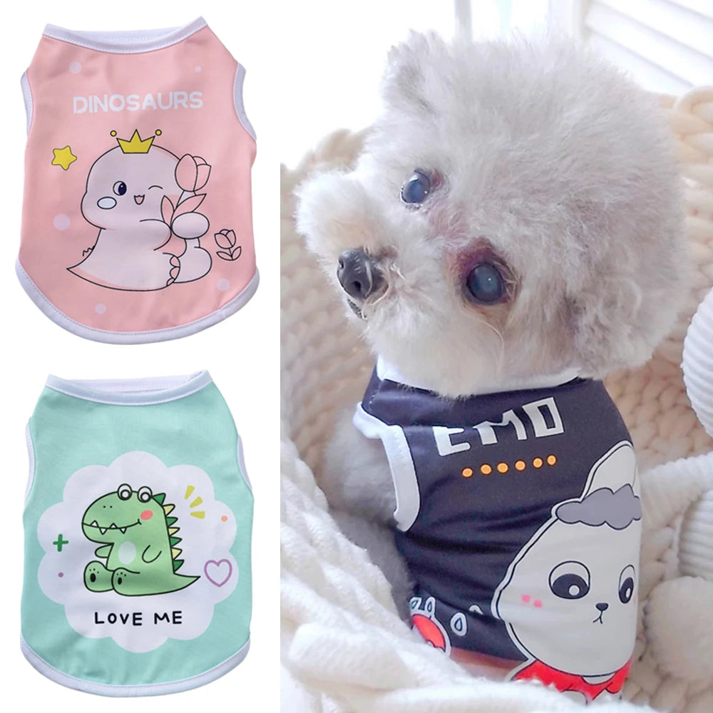 Cute Print Puppy Dog Vest Shirt