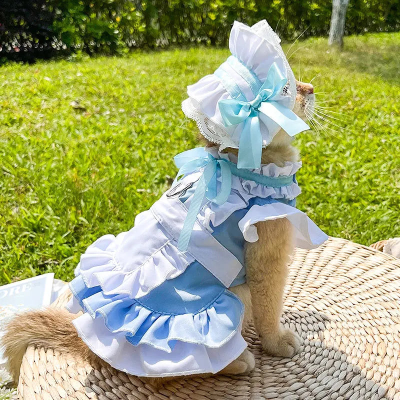 Maid Pet Dress with Leash Hook for Dogs & Cats