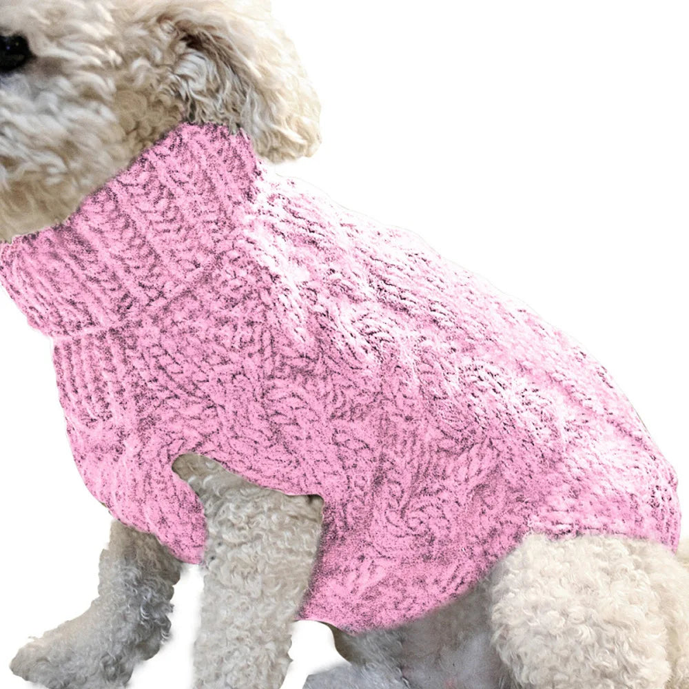 Solid Cable Knit Twist Dog Sweater – Autumn & Winter