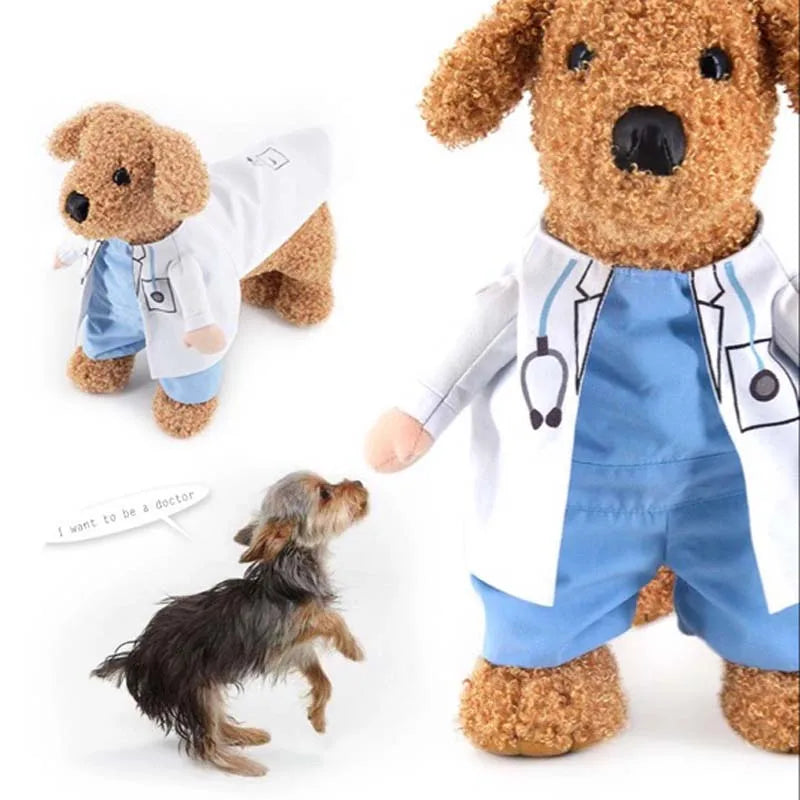 Doctor Cosplay White Gown Costume for Dogs & Cats