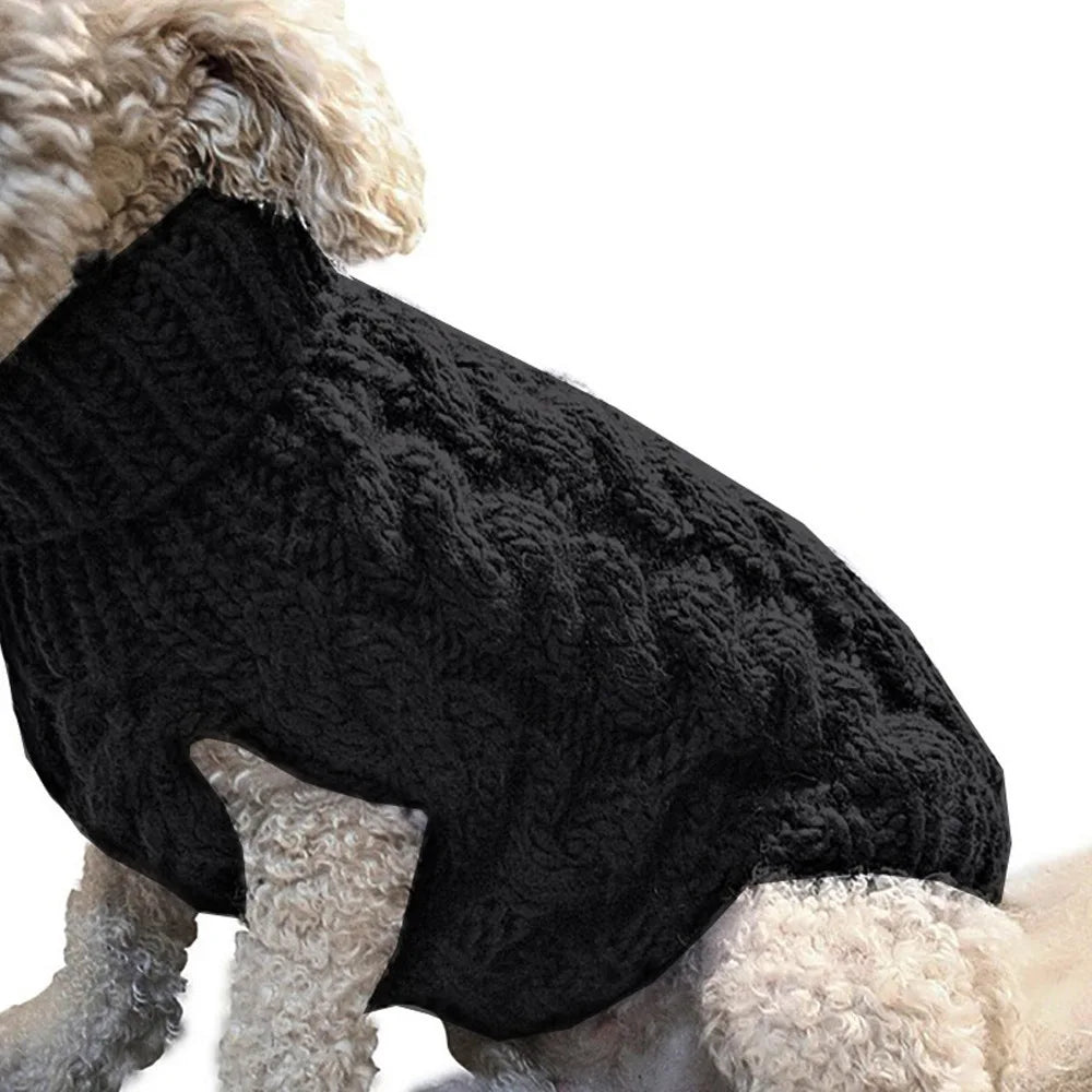 Solid Cable Knit Twist Dog Sweater – Autumn & Winter