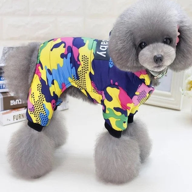 Cotton Winter Dog Coat – Star & Grid Patterns