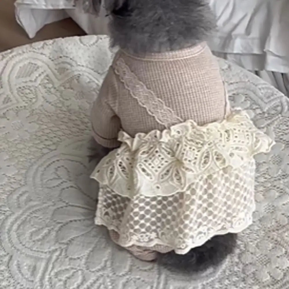 Waffle Lace Camisole Pet Jumpsuit