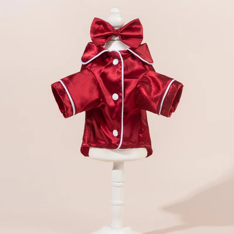 Dog Pajamas Set with Bow Headband