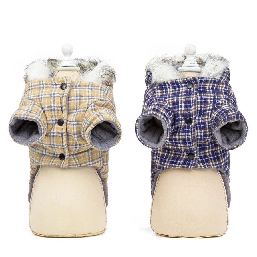 Cotton Winter Dog Coat – Star & Grid Patterns