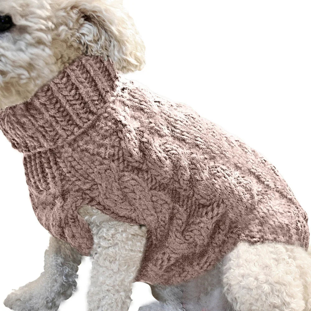 Solid Cable Knit Twist Dog Sweater – Autumn & Winter