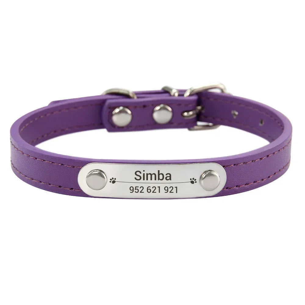Personalized Leather ID Collar For Dogs & Cats
