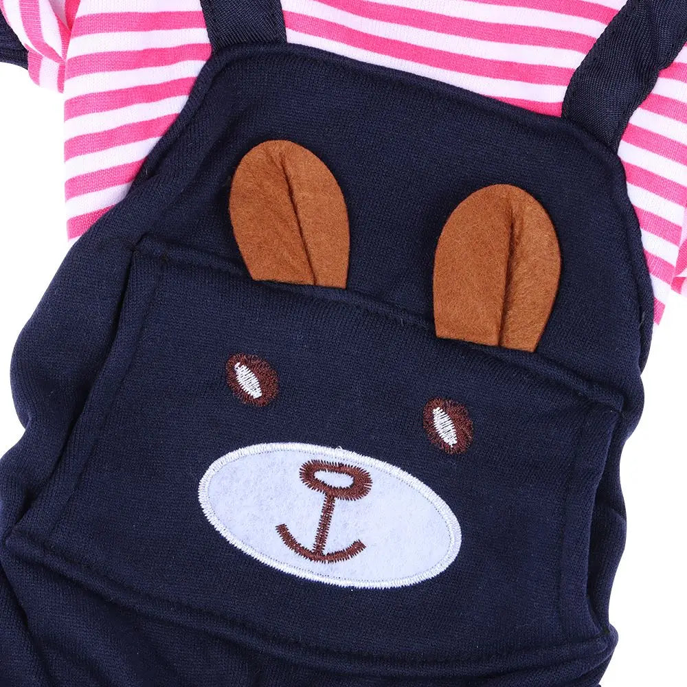 Cute Bear Striped suit with Hood for Dogs & Cats