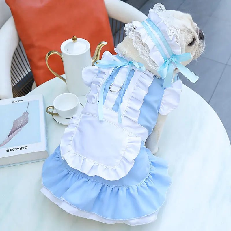 Maid Pet Dress with Leash Hook for Dogs & Cats