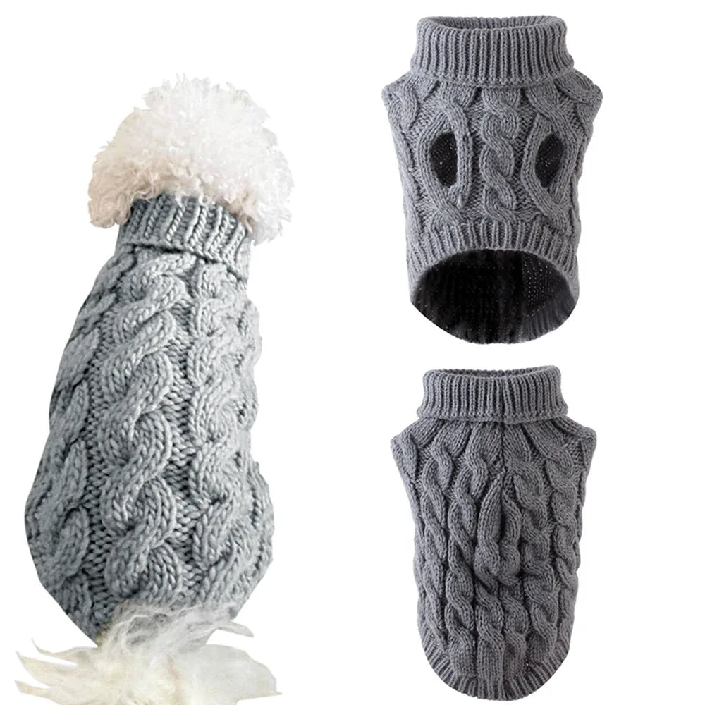 Cable Knit Striped Dog Sweater – All-Season Pet Knitwear