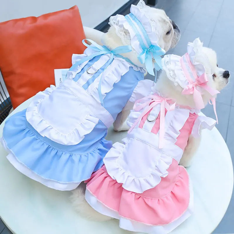 Maid Pet Dress with Leash Hook for Dogs & Cats