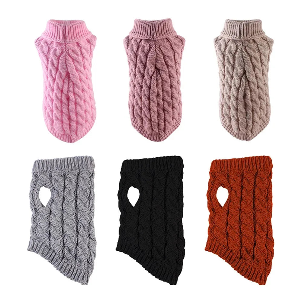 Solid Cable Knit Twist Dog Sweater – Autumn & Winter