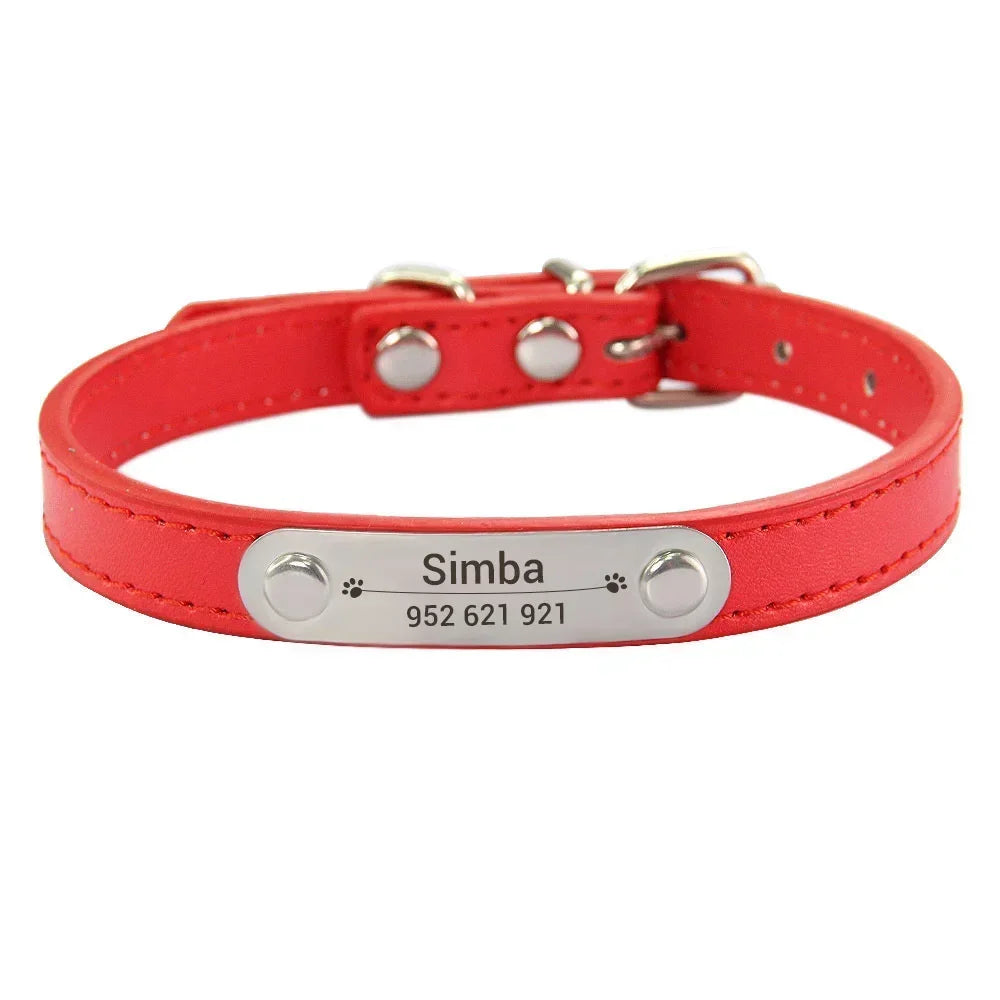Personalized Leather ID Collar For Dogs & Cats