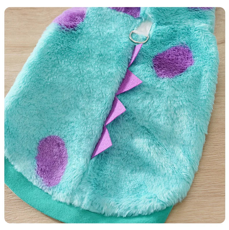 Dinosaur Hoodie for Dogs – Warm Plush Winter Pet Sweater