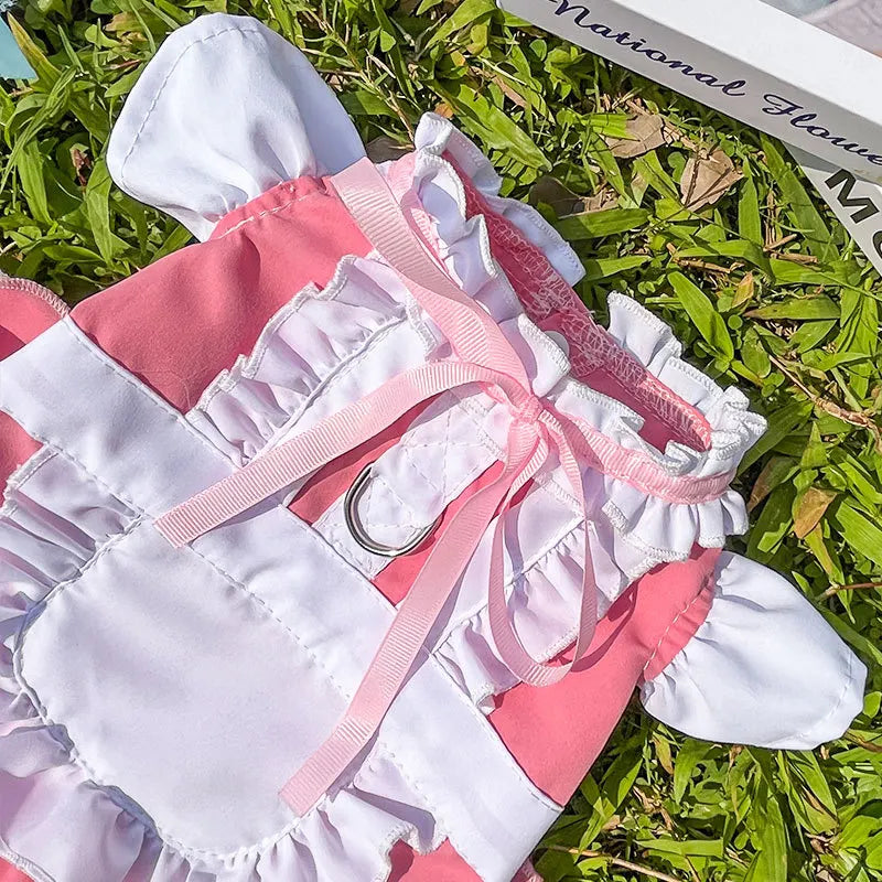 Maid Pet Dress with Leash Hook for Dogs & Cats