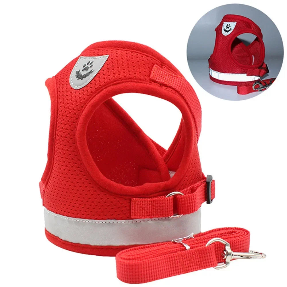 Adjustable Reflective Mesh Vest Harness & Leash Set for Cats & Small Dogs