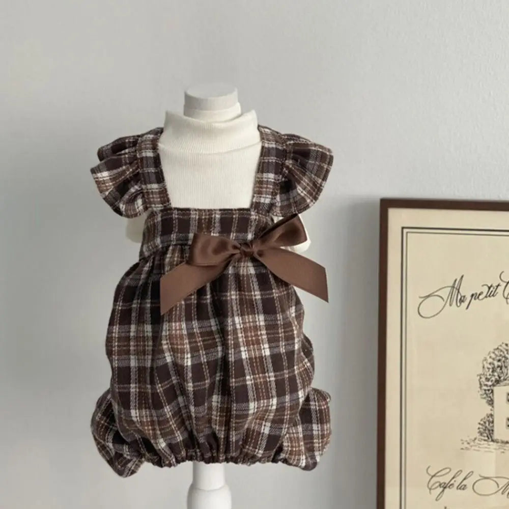 Vintage Plaid Flying Sleeve Dress For Your Fur Babies