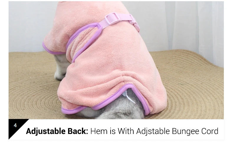 Super Absorbent Hooded Pet Bathrobe for Dogs & Cats