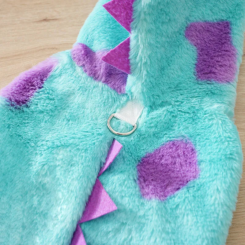 Dinosaur Hoodie for Dogs – Warm Plush Winter Pet Sweater